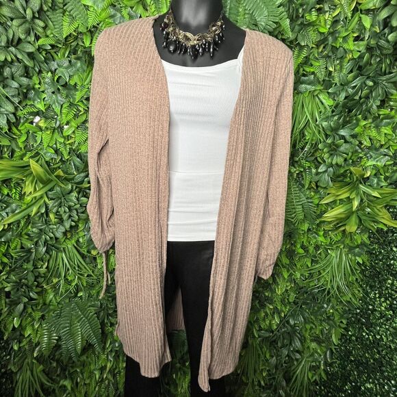 Starlet Women Plus Size XL Mocha Light Brown Duster Cardigan Sweater 0205 - Picture 3 of 5